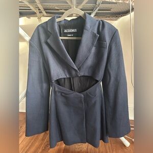 Jacquemus Navy Linen Mini Dress